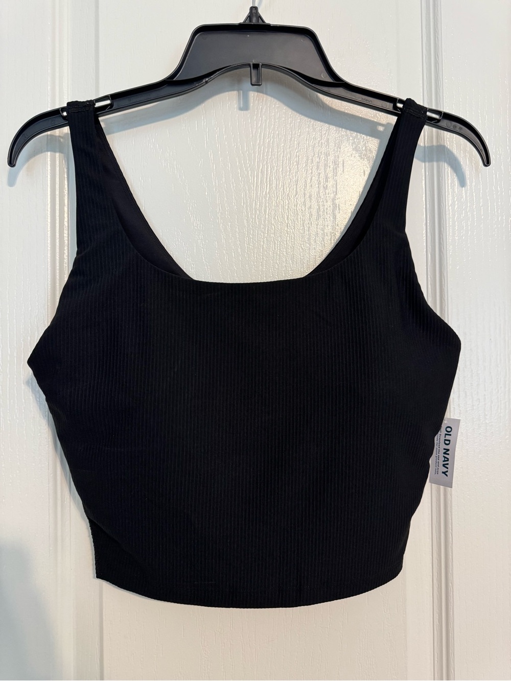 Old Navy Black Ribbed PowerSoft Longline Sports Bra